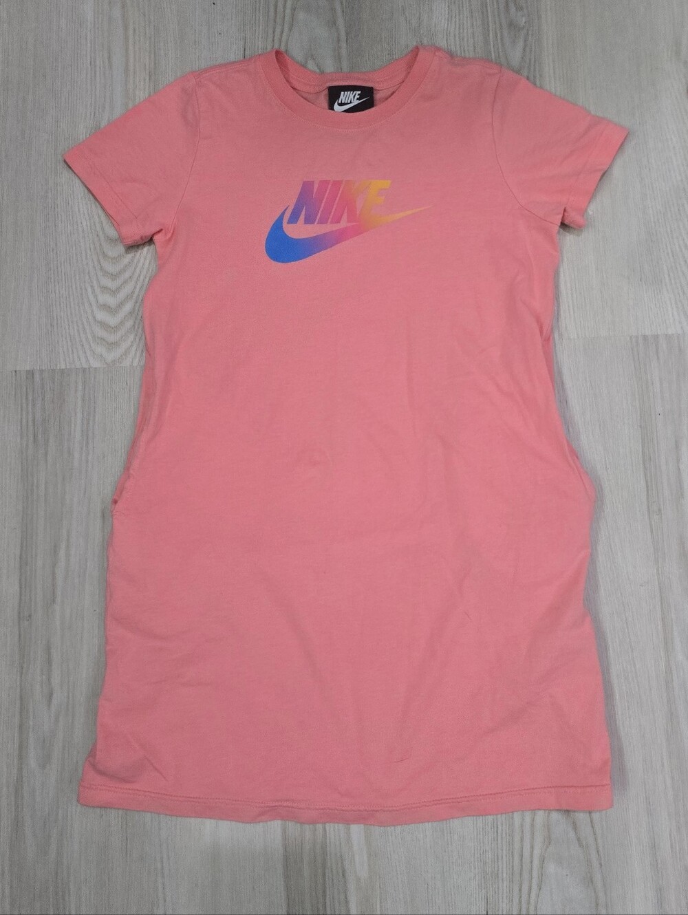 Nike Girls Pink Pocket Tshirt Dress Futura Logo Size S